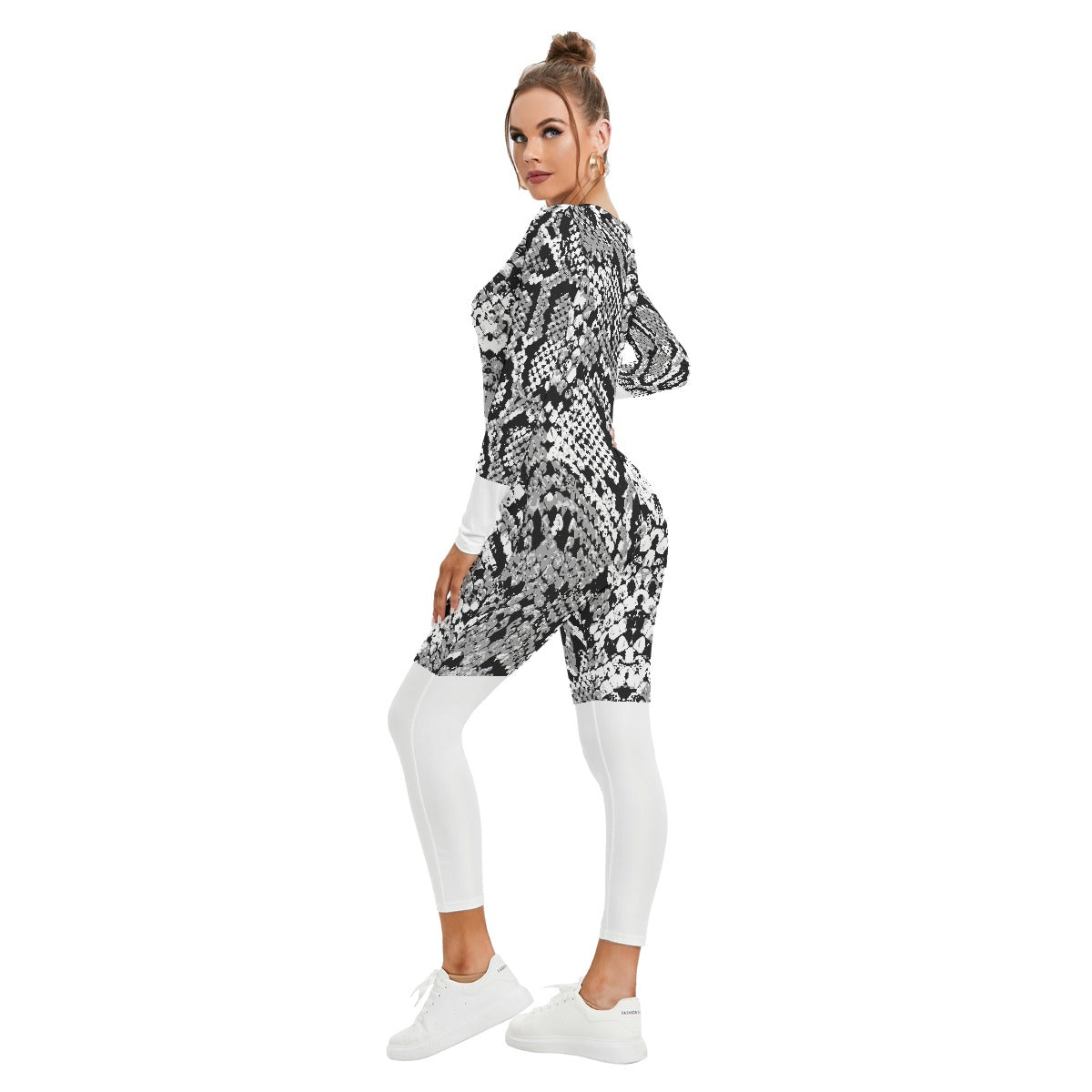 All-Over Print Women's Plunging Neck Jumpsuit