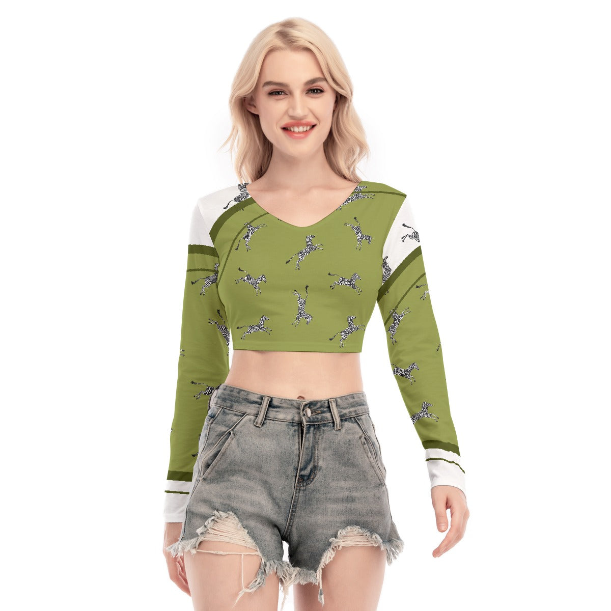 All-Over Print Women's Back Hollow T-shirt With Strap