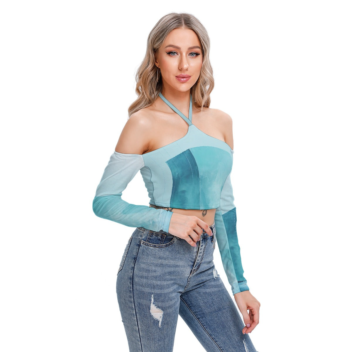 All-Over Print Women's Halter Lace-up Top