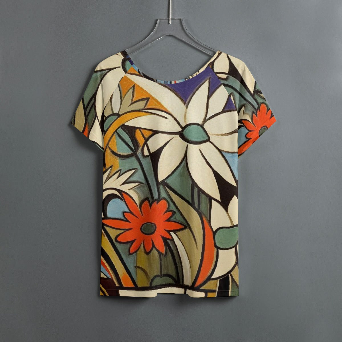 All-Over Print Women's Round Neck T-shirt With Raglan Sleeve