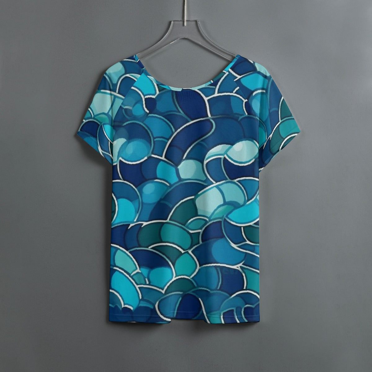 All-Over Print Women's Round Neck T-shirt With Raglan Sleeve