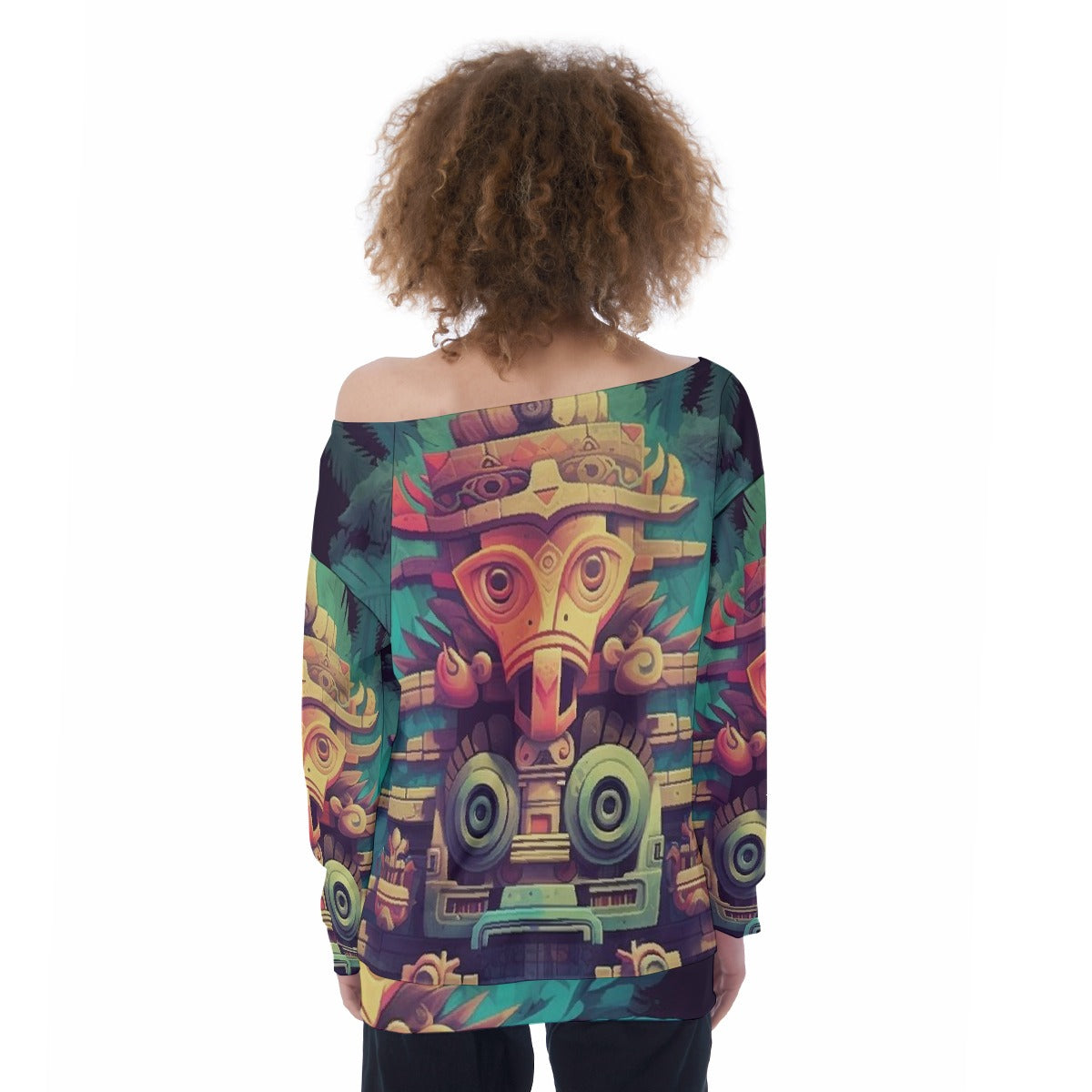 All-Over Print Oversized Women's Off-Shoulder Sweatshirt