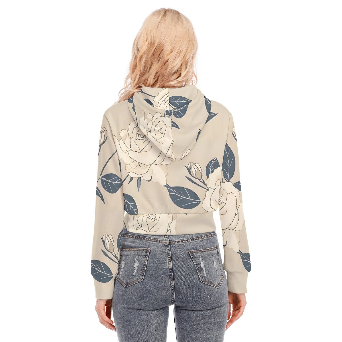 All-Over Print Women's Crop Top Hoodie With Zipper Closure