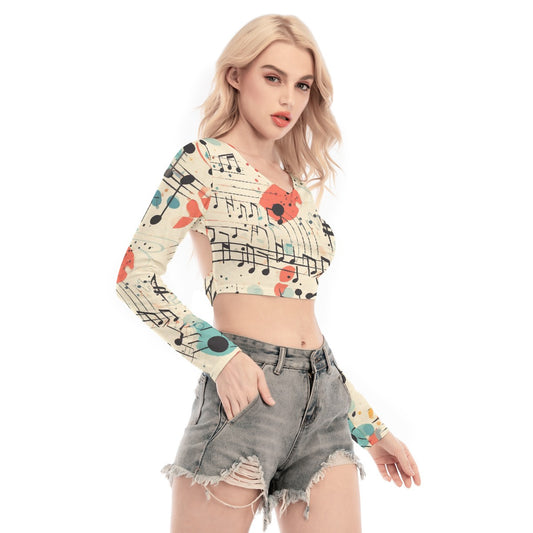 All-Over Print Women's Back Hollow T-shirt With Strap