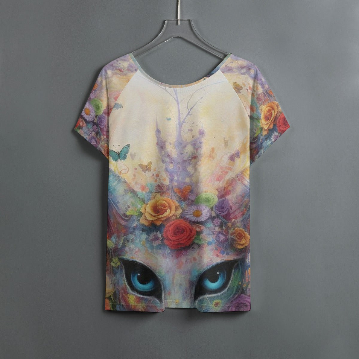 All-Over Print Women's Round Neck T-shirt With Raglan Sleeve
