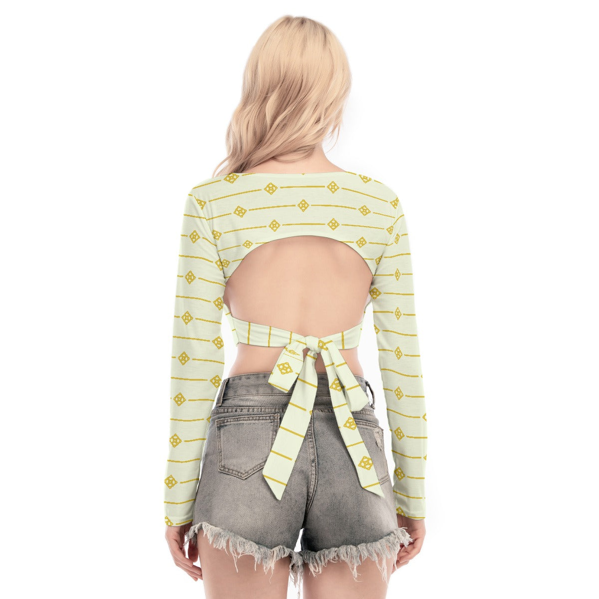 All-Over Print Women's Back Hollow T-shirt With Strap