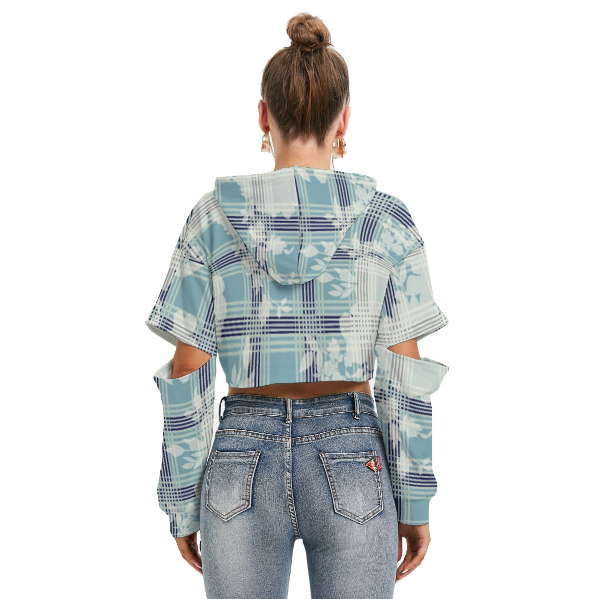 All-Over Print Women's Heavy Fleece Hoodie With Hollow Out Sleeve