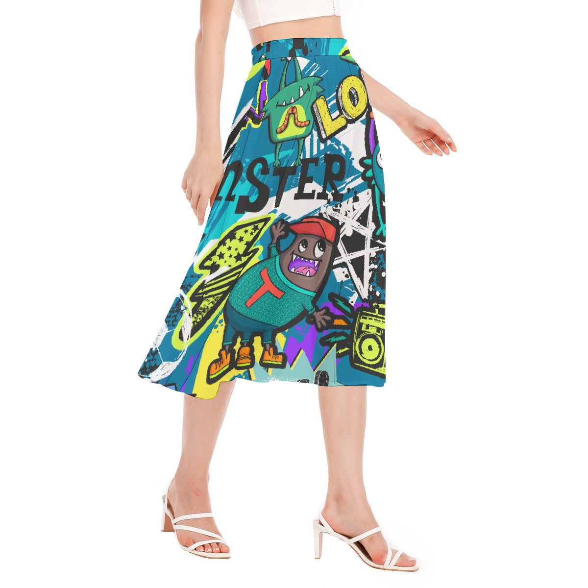 All-Over Print Women's Long Section Chiffon Skirt