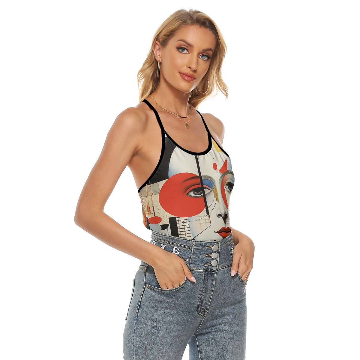 All-Over Print Women's Criss-Cross Open Back Tank Top