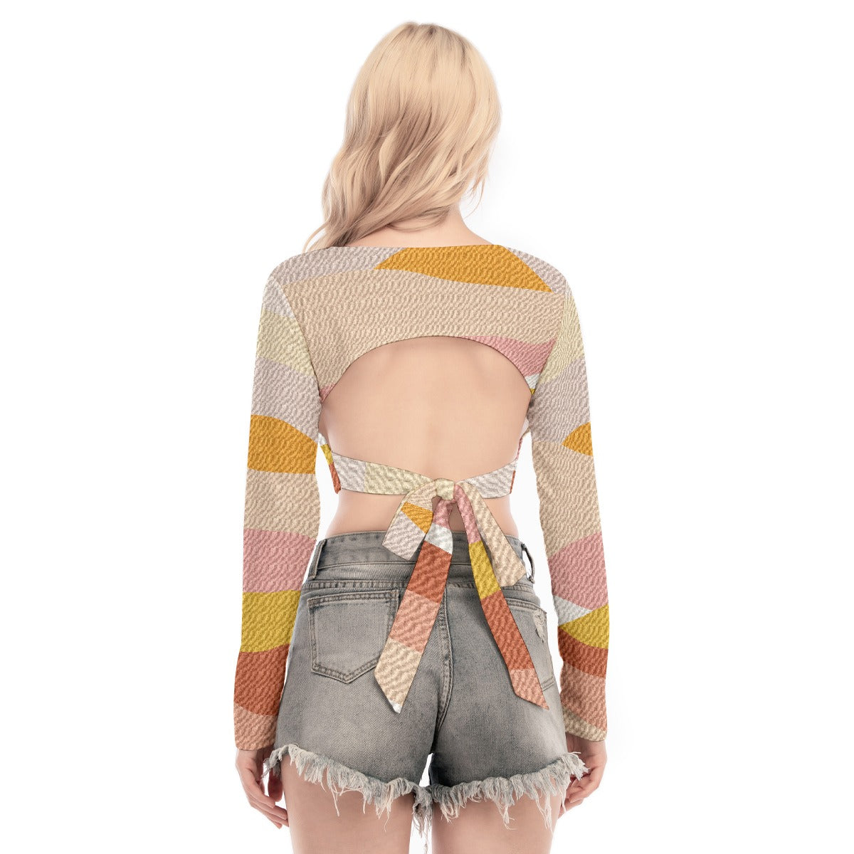 All-Over Print Women's Back Hollow T-shirt With Strap