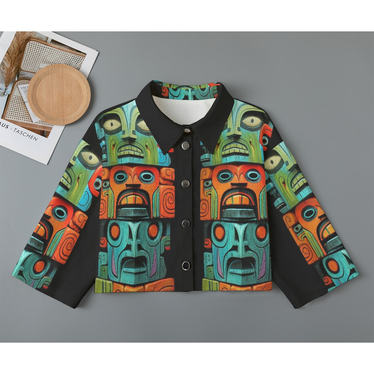 All-Over Print Women's Cropped Jacket | 245GSM Cotton