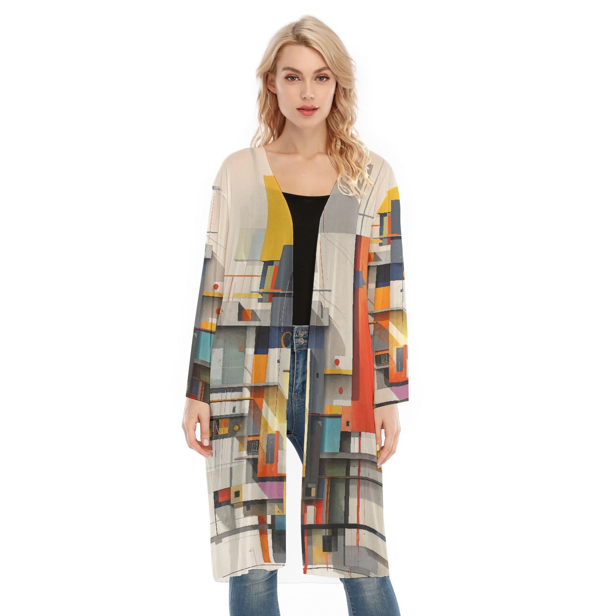 All- Over Print Women's Long Sleeve Mesh Cardigan