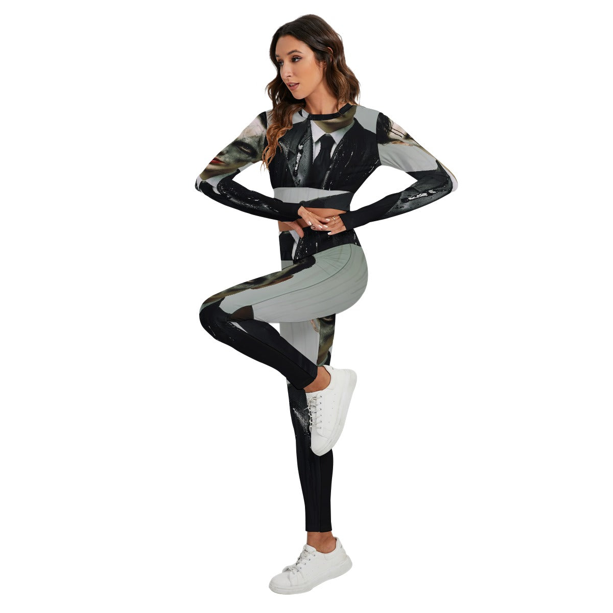 All-Over Print Women's Sport Set With Backless Top And Leggings