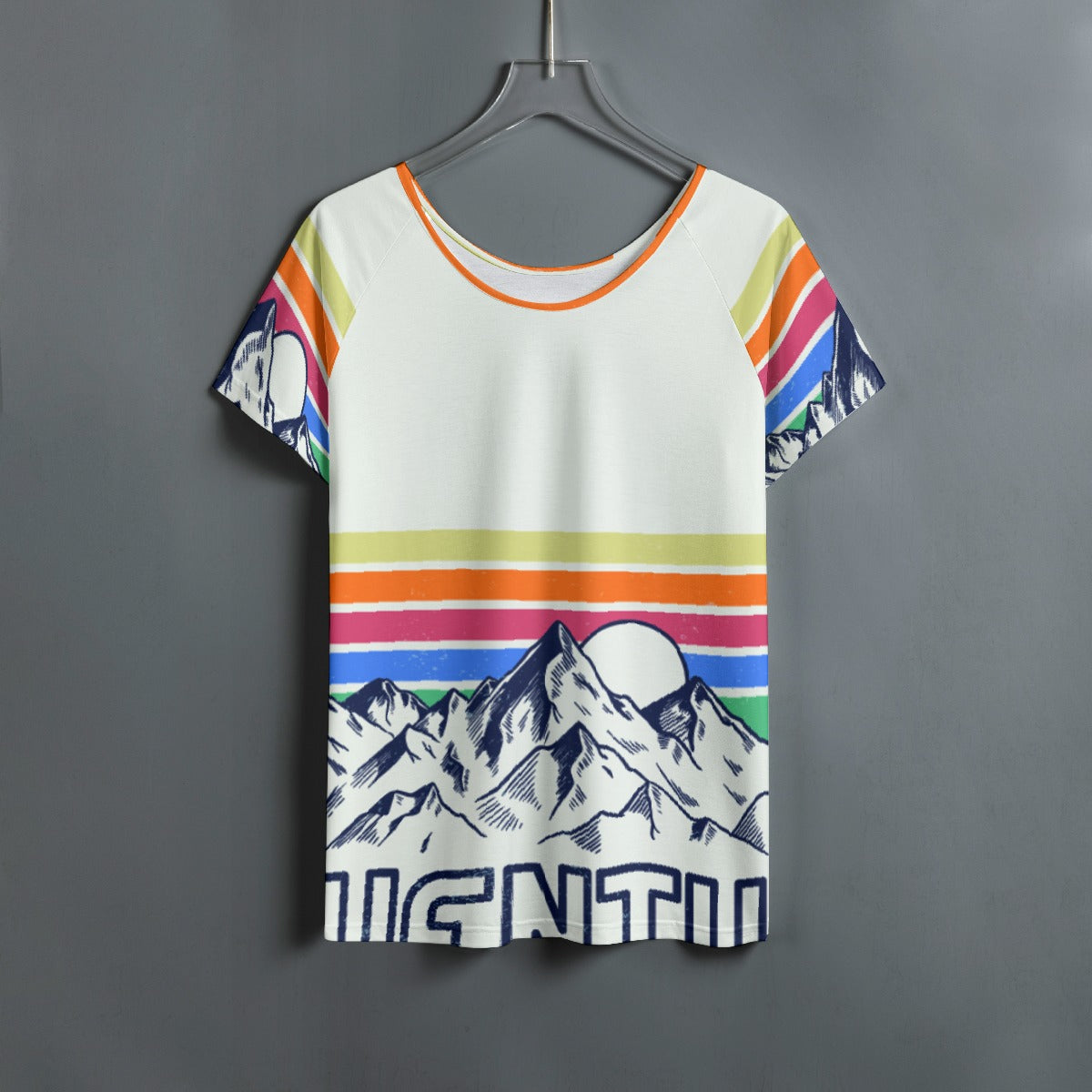 All-Over Print Women's Round Neck T-shirt With Raglan Sleeve