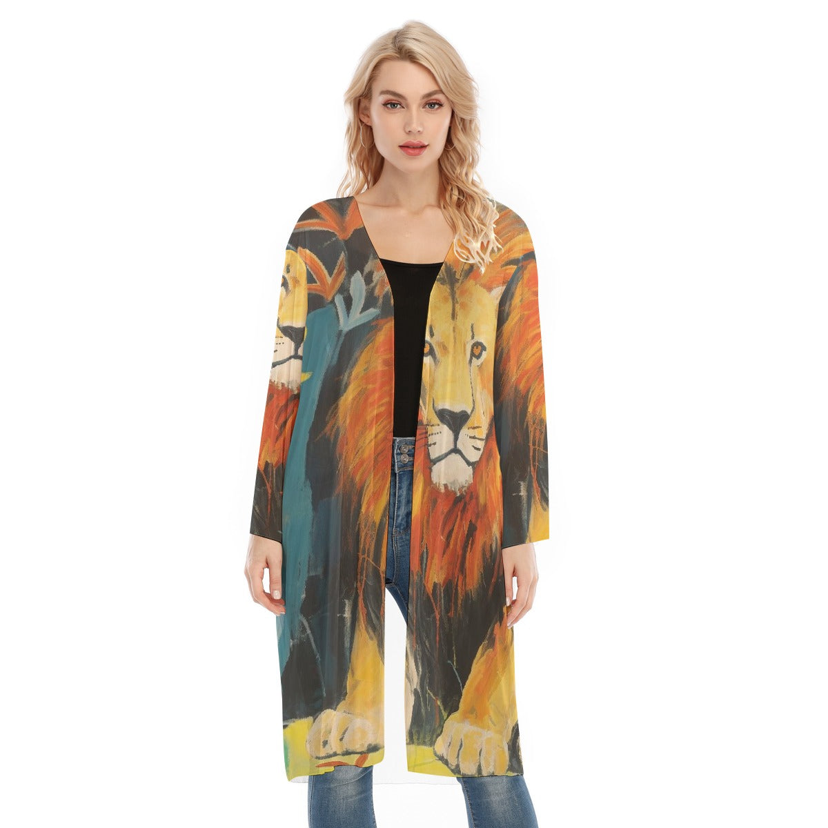 All- Over Print Women's Long Sleeve Mesh Cardigan