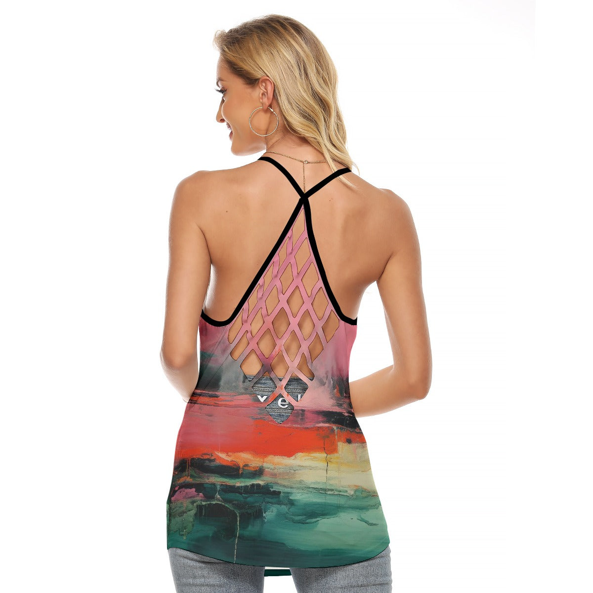 All-Over Print Women's Criss-Cross Open Back Tank Top