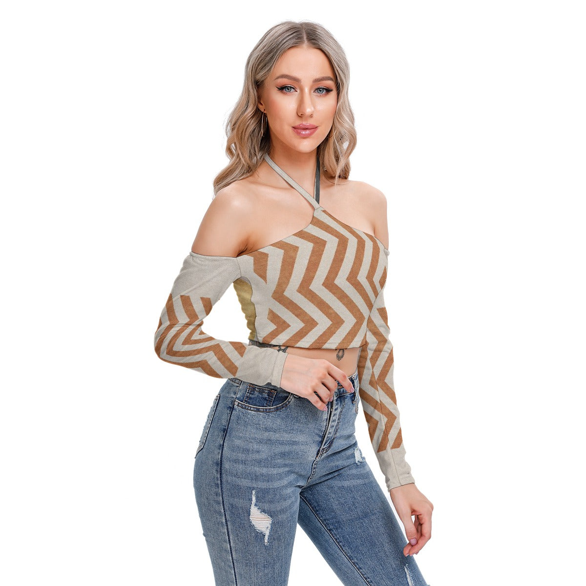 All-Over Print Women's Halter Lace-up Top