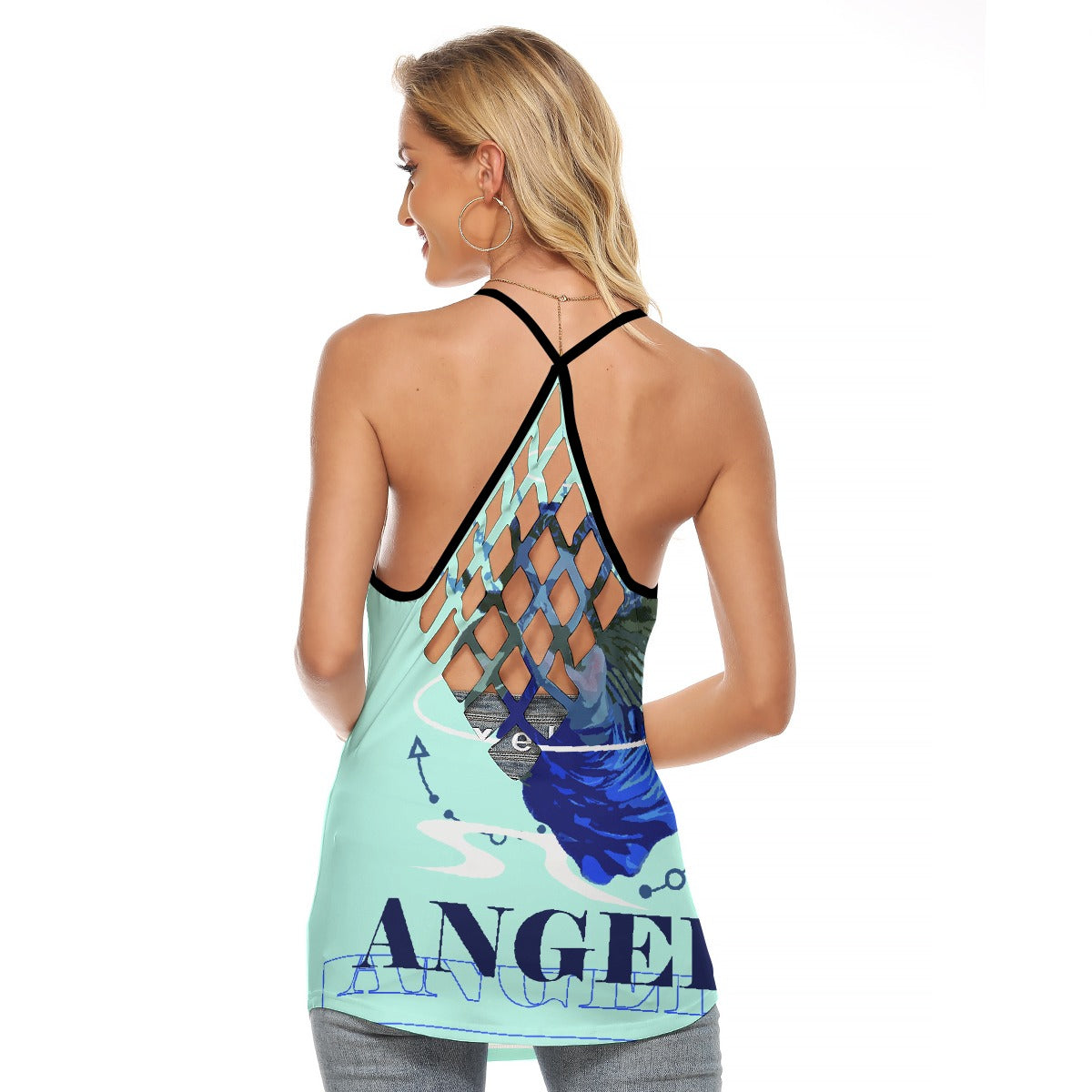 All-Over Print Women's Criss-Cross Open Back Tank Top