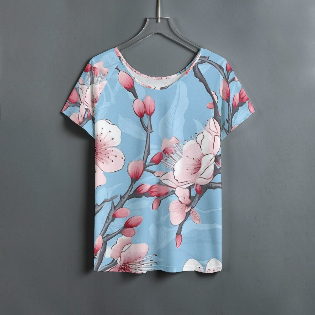 All-Over Print Women's Round Neck T-shirt With Raglan Sleeve