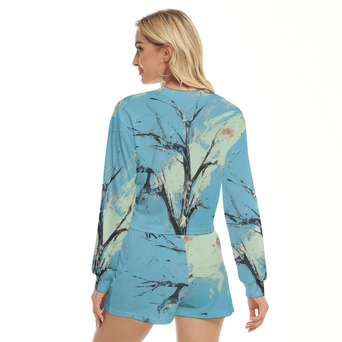 All-Over Print Women's Short Sweatshirt And Pants Suit
