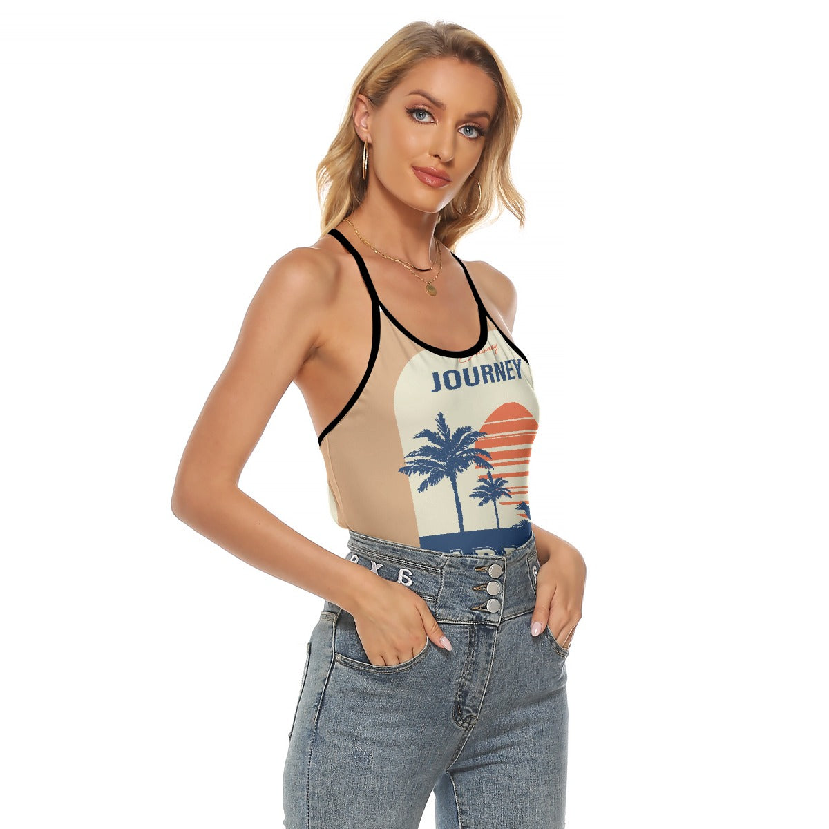 All-Over Print Women's Criss-Cross Open Back Tank Top