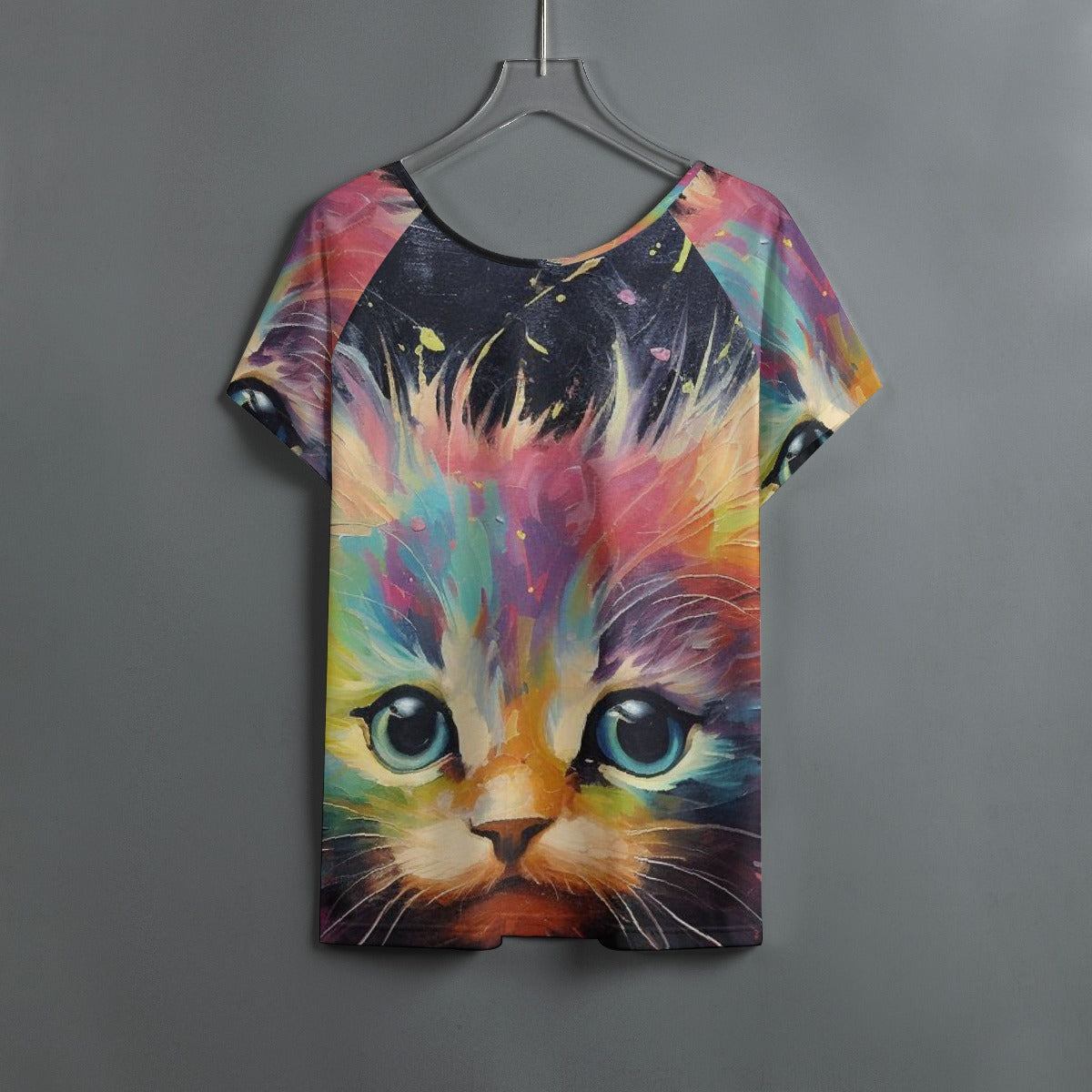 All-Over Print Women's Round Neck T-shirt With Raglan Sleeve