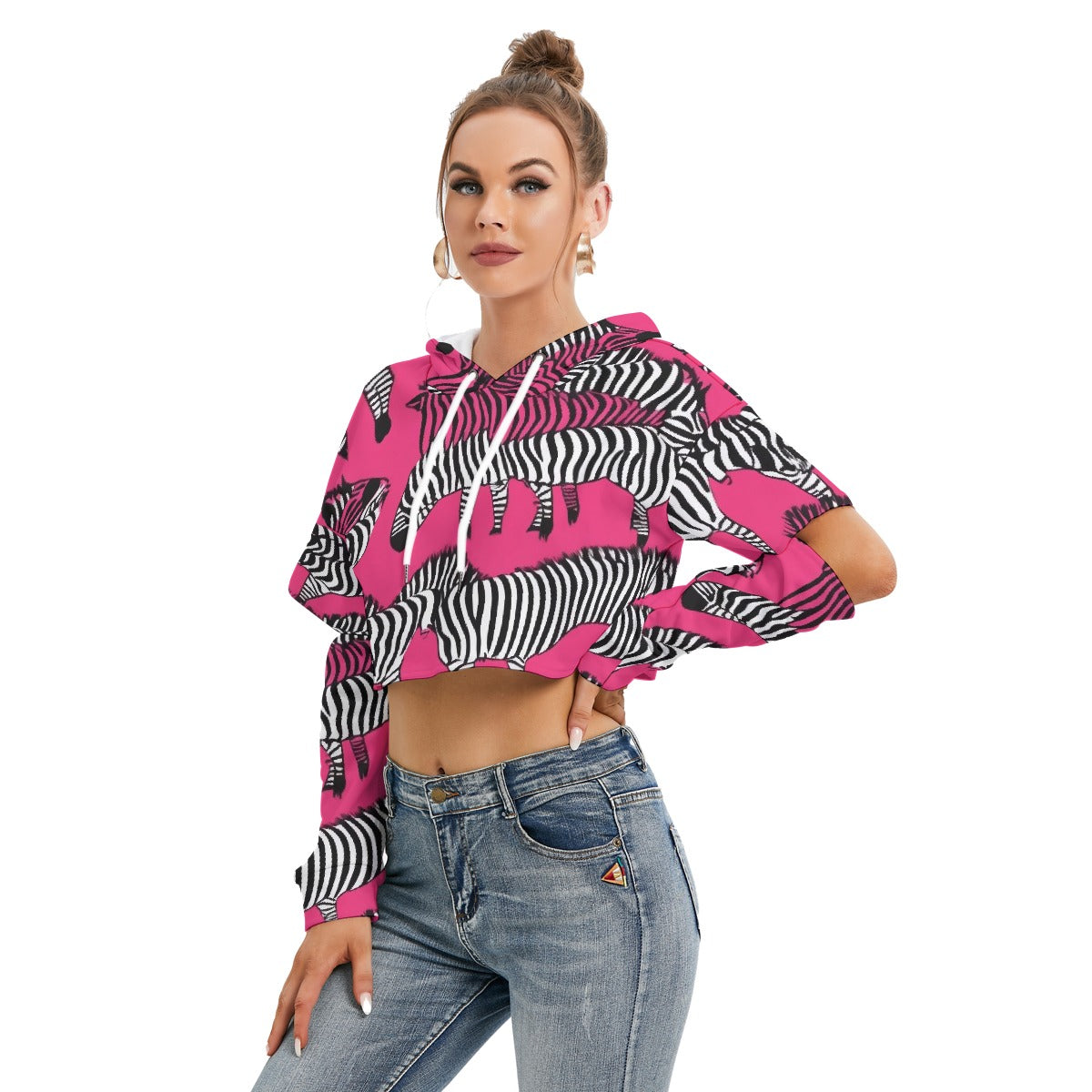 All-Over Print Women's Heavy Fleece Hoodie With Hollow Out Sleeve