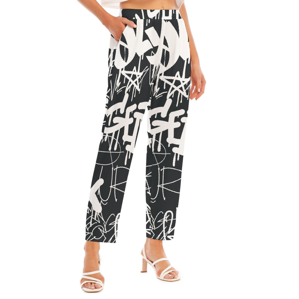 All-Over Print Women's Loose Straight-leg Pants