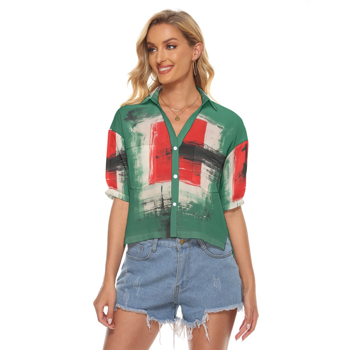 All-Over Print Women's V-neck Shirts