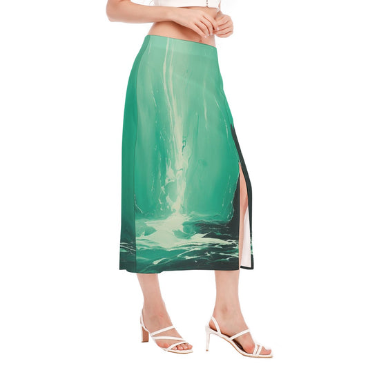 All-Over Print Women's High Slit Long Skirt