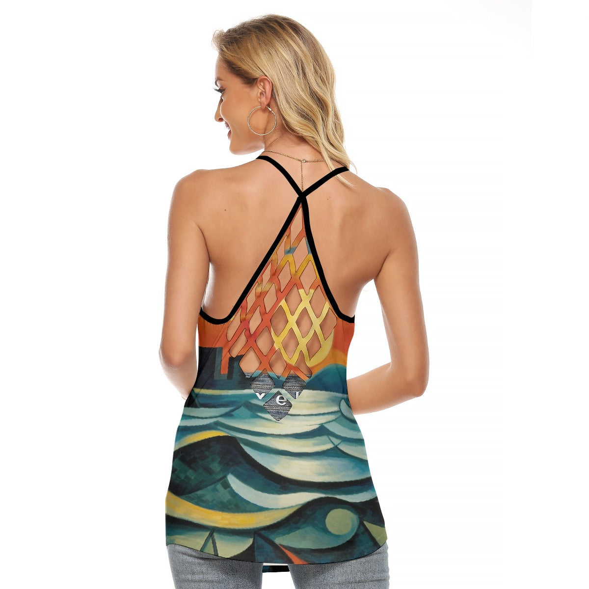 All-Over Print Women's Criss-Cross Open Back Tank Top