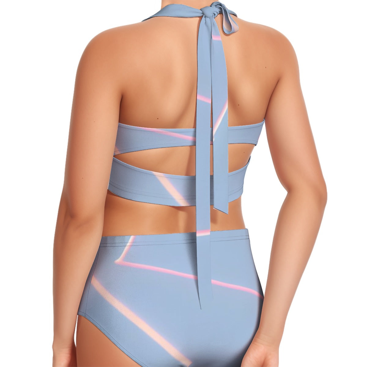 All-Over Print Women's Swimsuit Set With Halter