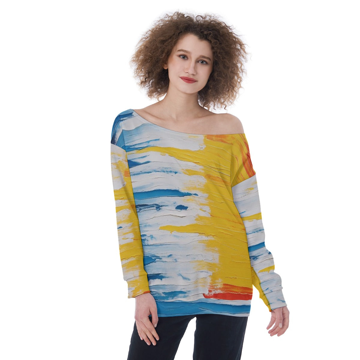 All-Over Print Oversized Women's Off-Shoulder Sweatshirt