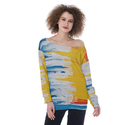 All-Over Print Oversized Women's Off-Shoulder Sweatshirt