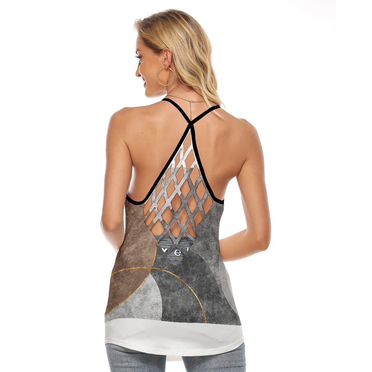 All-Over Print Women's Criss-Cross Open Back Tank Top