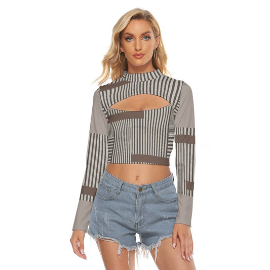 All-Over Print Women's Hollow Chest Keyhole Tight Crop Top