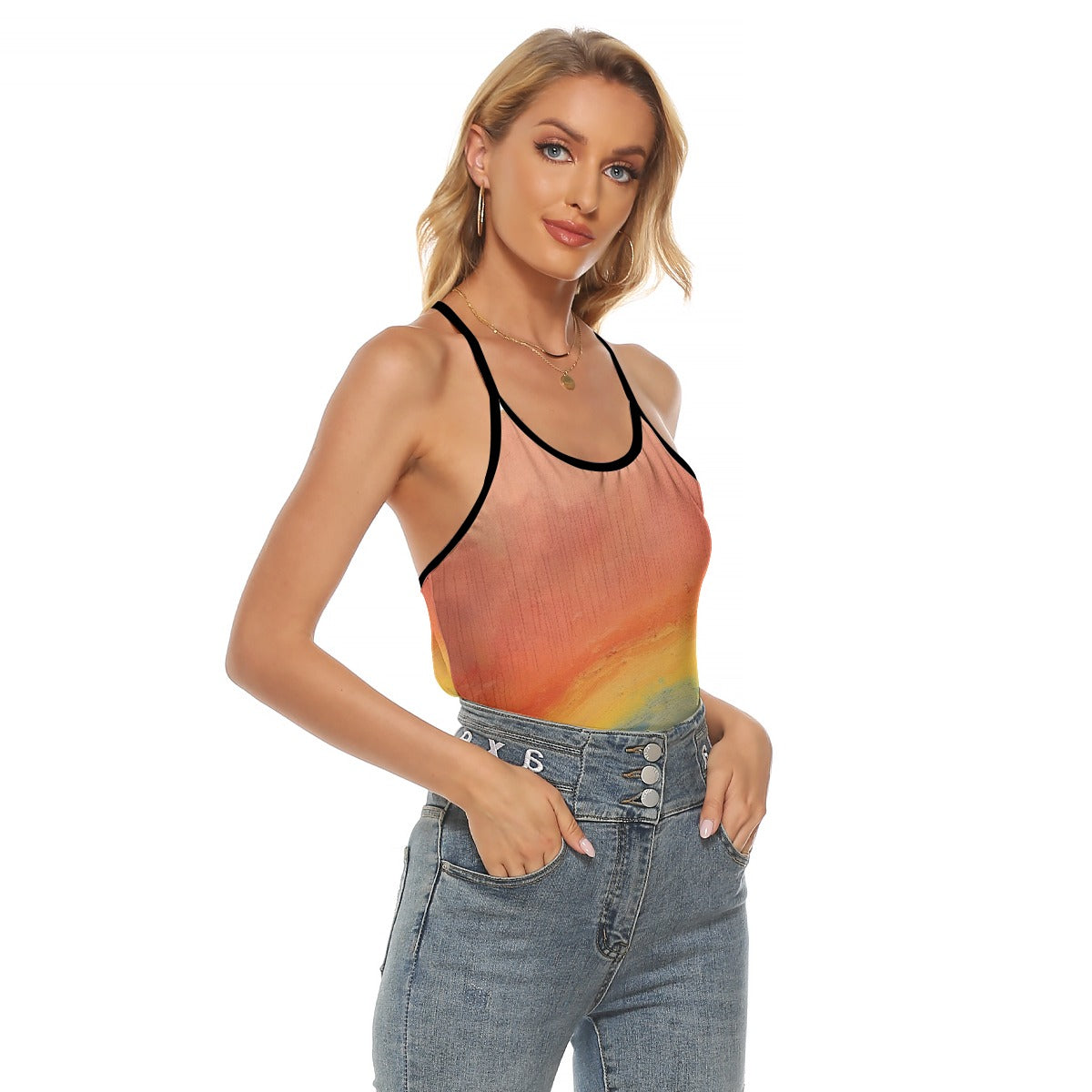 All-Over Print Women's Criss-Cross Open Back Tank Top