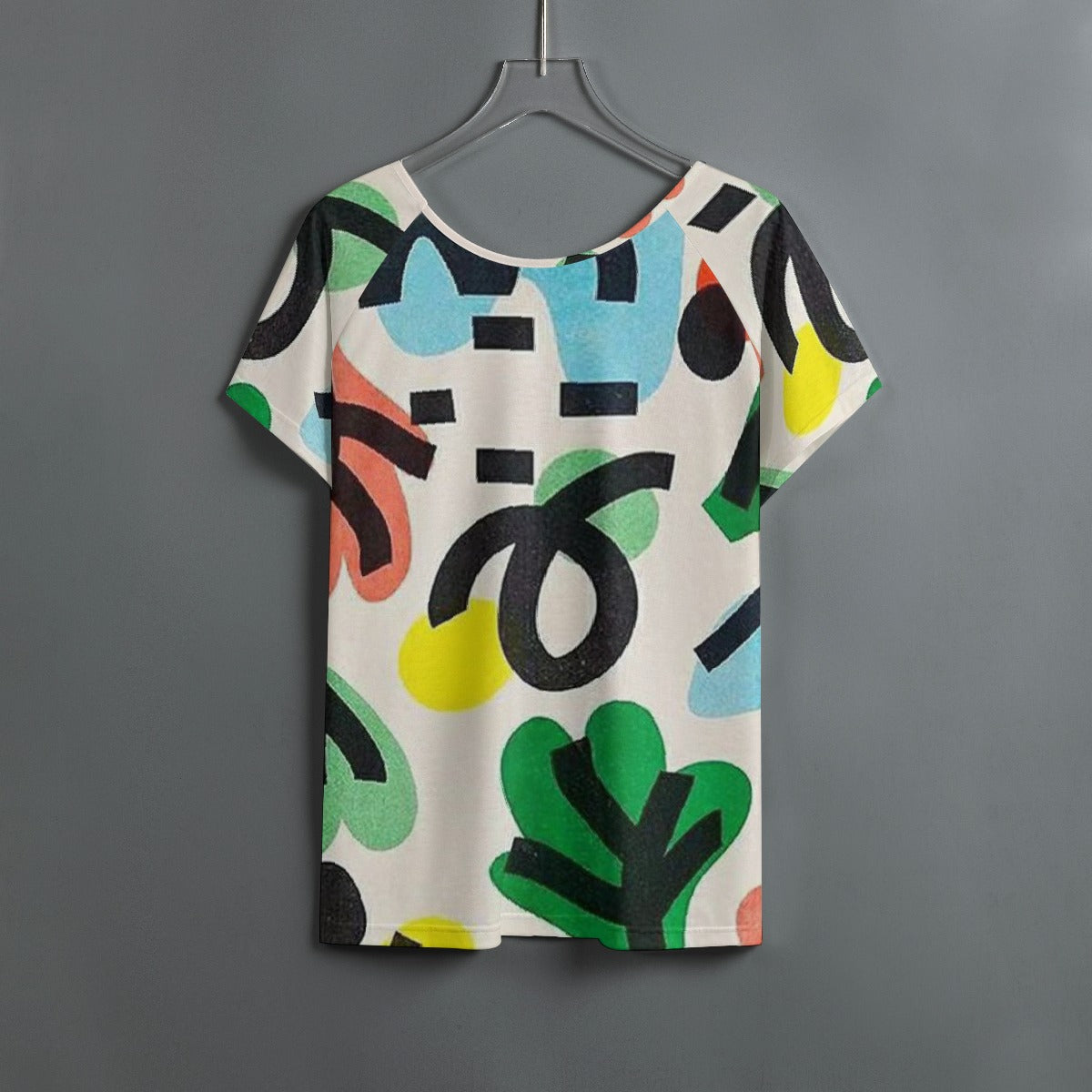 All-Over Print Women's Round Neck T-shirt With Raglan Sleeve