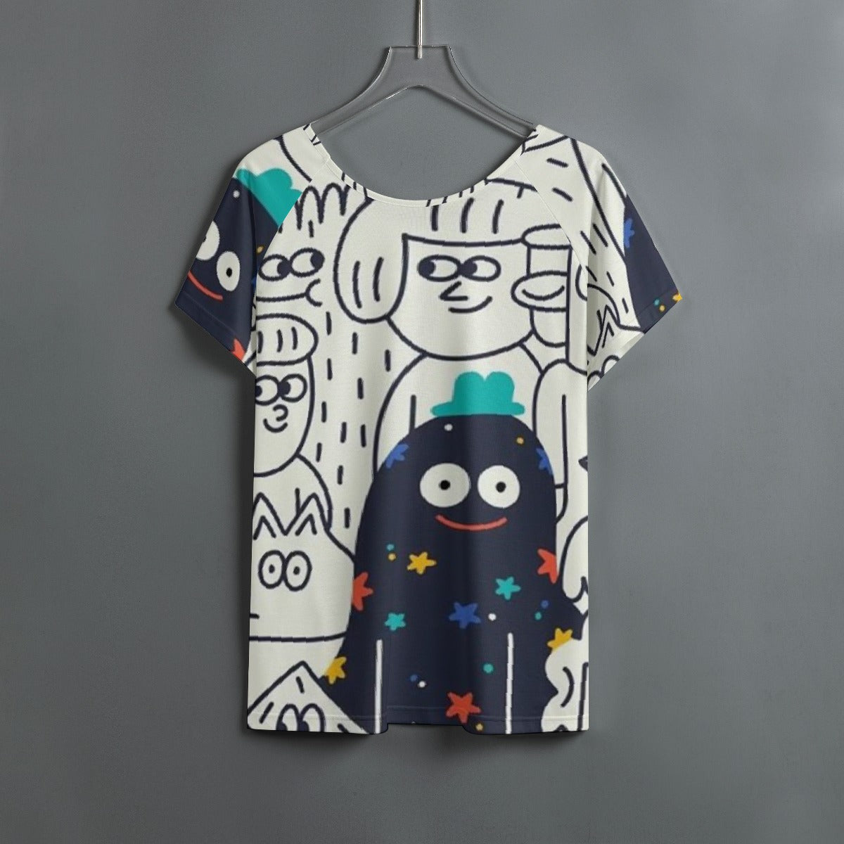 All-Over Print Women's Round Neck T-shirt With Raglan Sleeve
