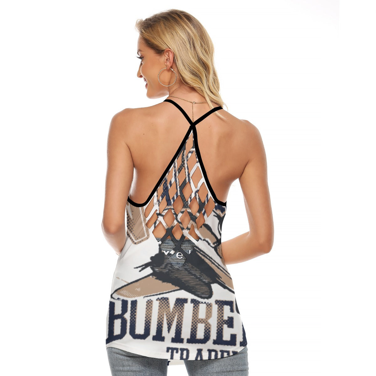 All-Over Print Women's Criss-Cross Open Back Tank Top