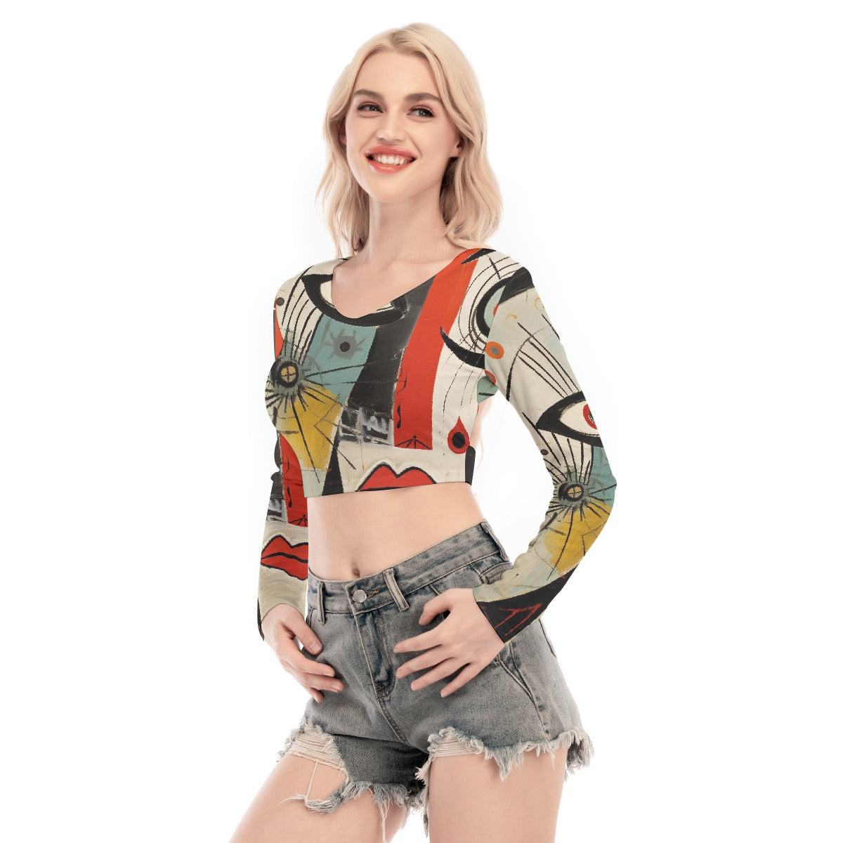 All-Over Print Women's Back Hollow T-shirt With Strap