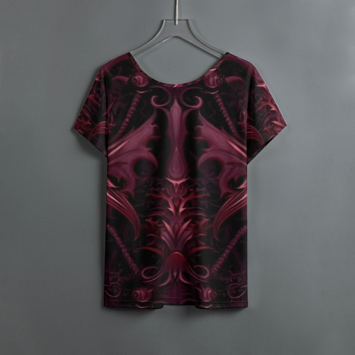 All-Over Print Women's Round Neck T-shirt With Raglan Sleeve