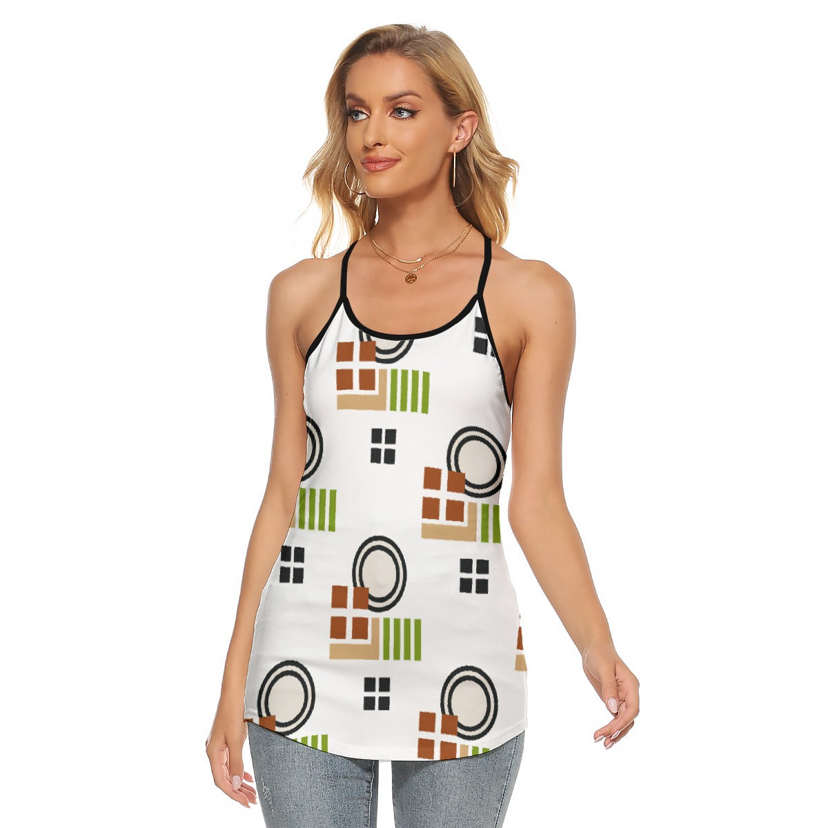 All-Over Print Women's Criss-Cross Open Back Tank Top