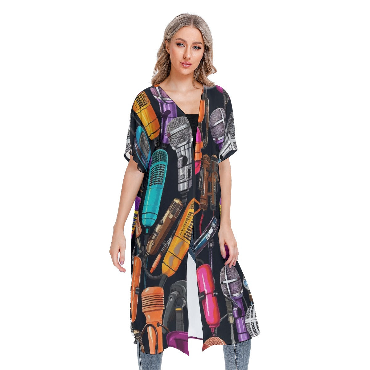 All-Over Print Women's Short Sleeve Cardigan