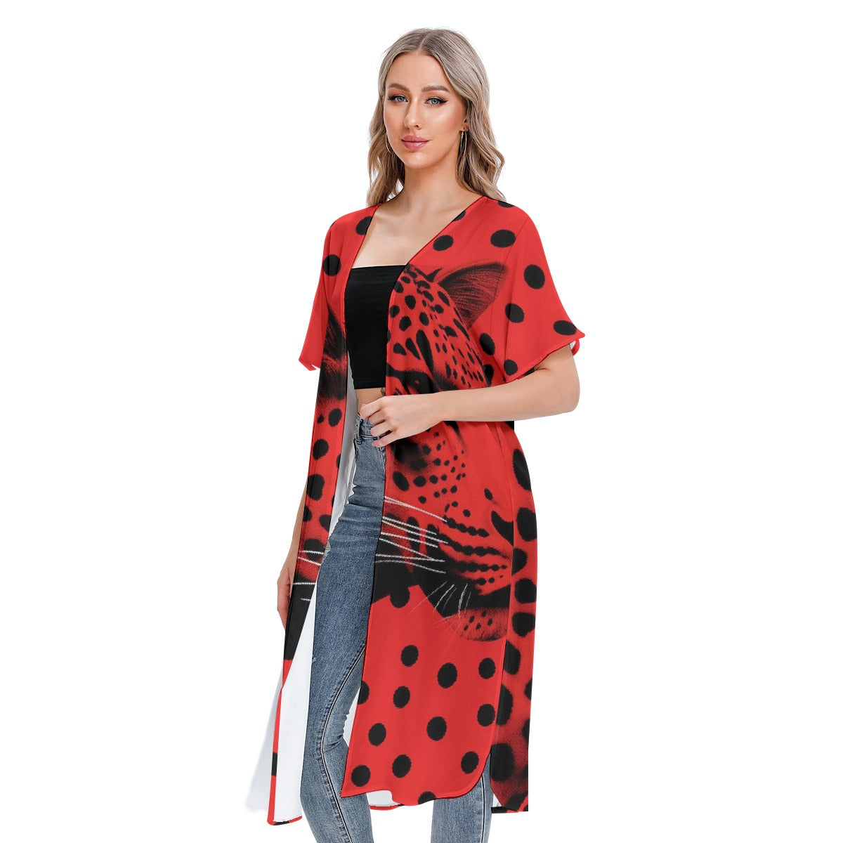 All-Over Print Women's Short Sleeve Cardigan