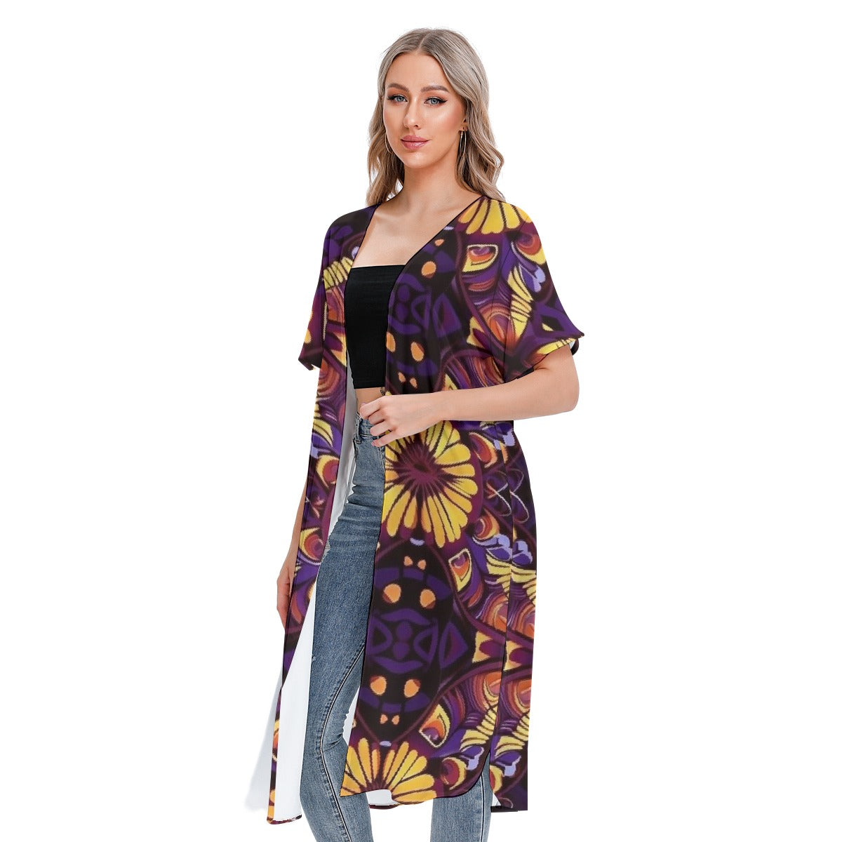 All-Over Print Women's Short Sleeve Cardigan