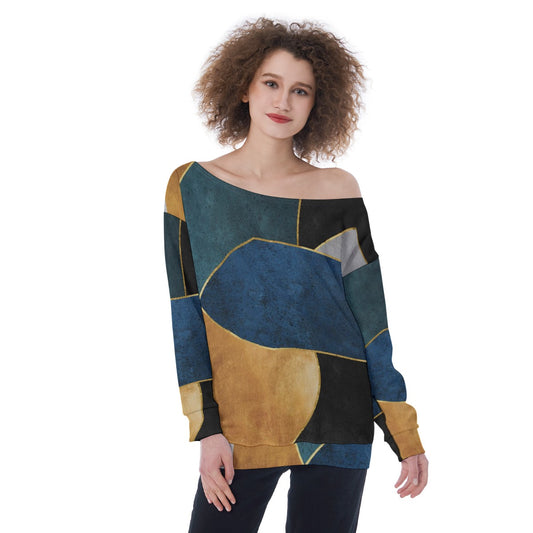 All-Over Print Oversized Women's Off-Shoulder Sweatshirt