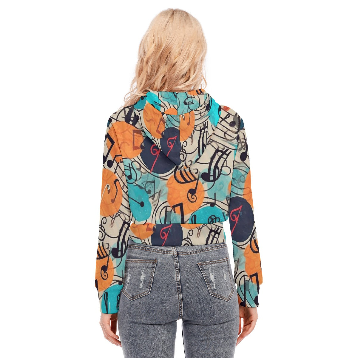 All-Over Print Women's Crop Top Hoodie With Zipper Closure