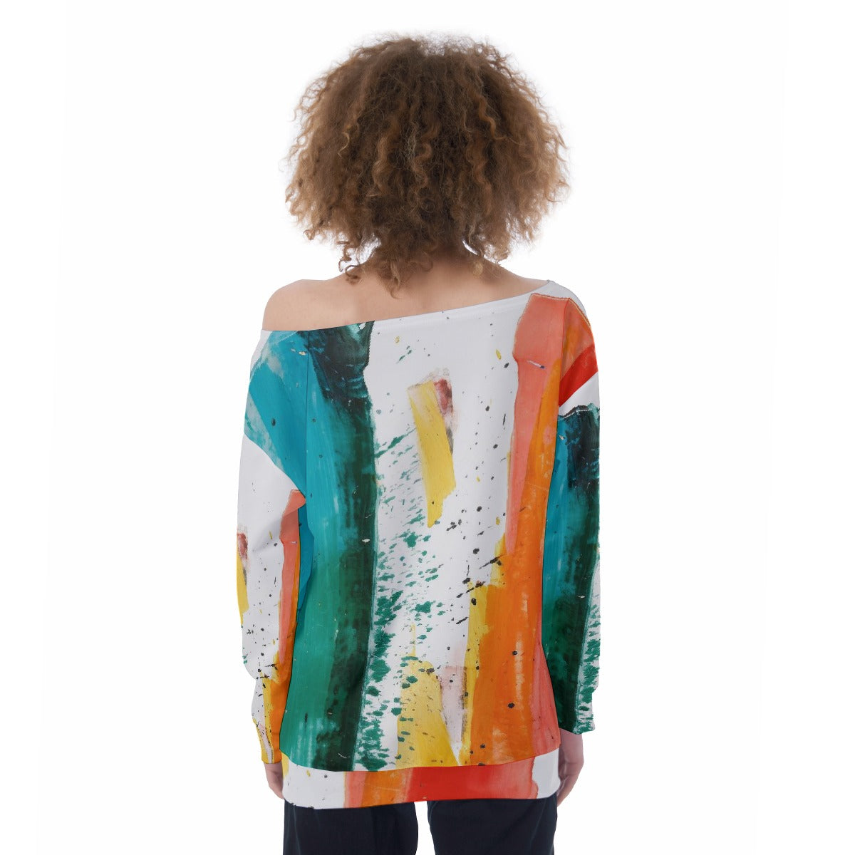 All-Over Print Oversized Women's Off-Shoulder Sweatshirt