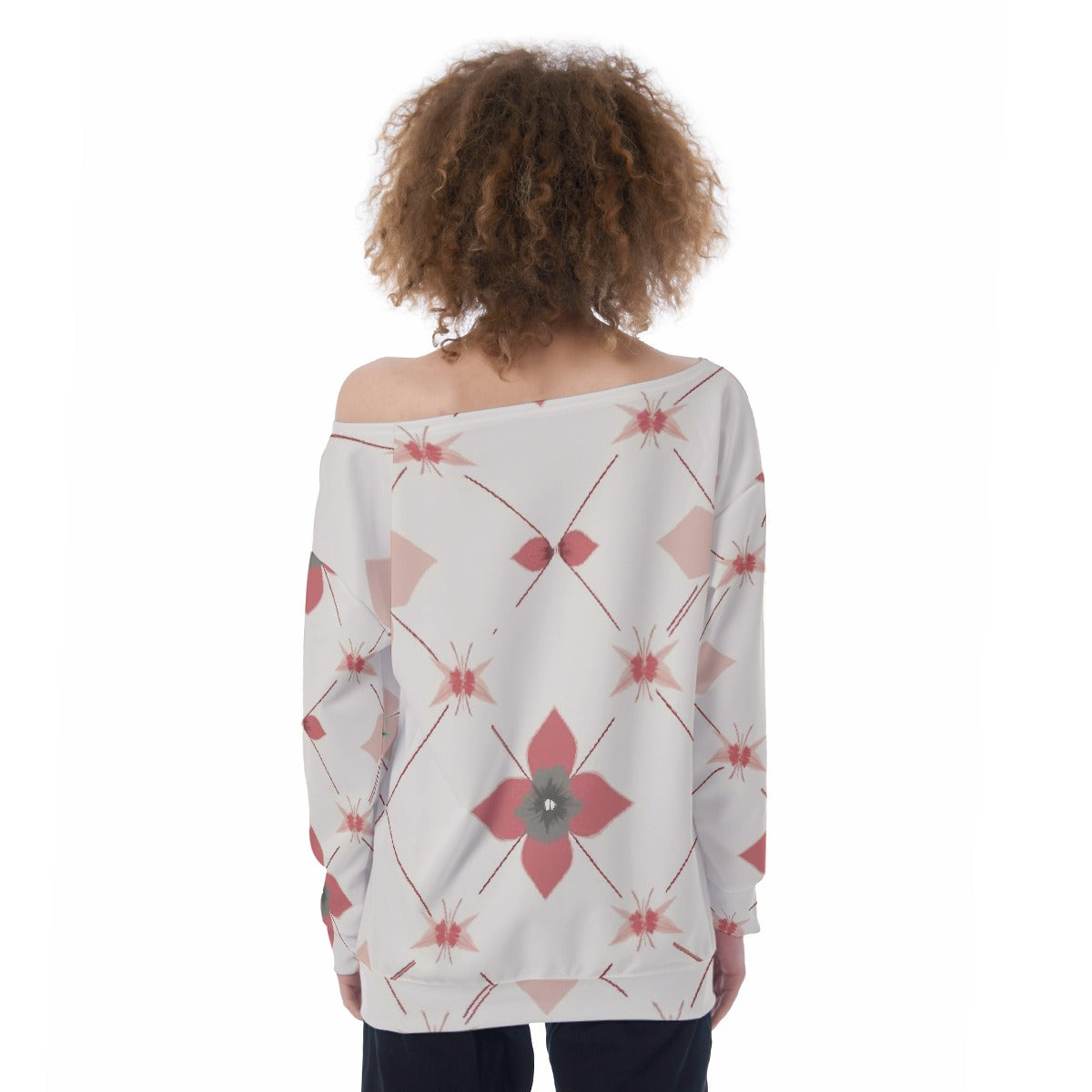 All-Over Print Oversized Women's Off-Shoulder Sweatshirt